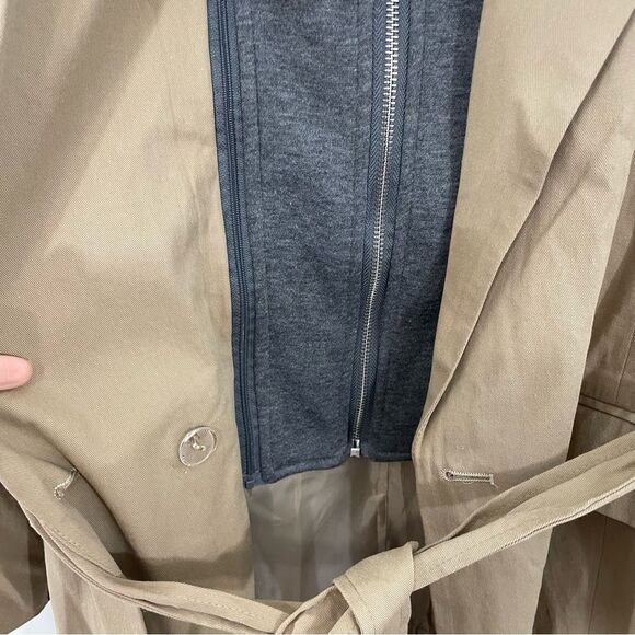 NWT Avec Les Filles Double Breasted Trench Coat Size XS with Zip Out Faux Hoodie - Picture 6 of 12